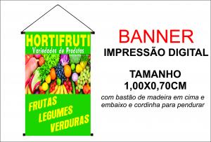 Banner 1,00x0,70 HortiFruti Lona Digital 100x70 4x0 Brilho bastão e cordinha 