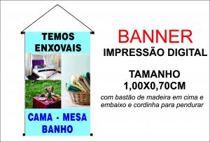 Banner 1,00x0,70 Temos Enxovais Lona Digital 100x70 4x0 Brilho bastão e cordinha 