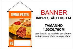 Banner 1,00x0,70  Temos Pastel Lona Digital 100x70 4x0 Brilho bastão e cordinha 