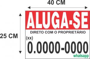 Placa 40x25 -Aluga pvc adesivado 40x25 cm 4x0  corte reto pvc de 1mm 